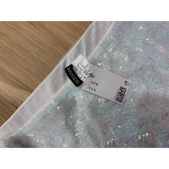 Divided XL White & Iridescent Sequin Mini Skirt NWT - Picture 2 of 3